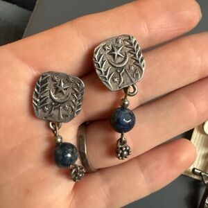 Silver and Blue Dangle Earrings